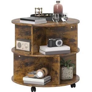 HOMCOM Round Coffee Table, Movable Centre Table with Divided Shelves and Rolling Wheels, 3 Tier Living Room Table, Rustic Brown HOMCOM Round Coffee Table, Movable Centre Table with Divided Shelves and Rolling Wheels, 3 Tier Living Room Table, Rustic Brown