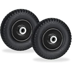 Relaxdays Wheelbarrow Wheels 2.50-4, Set of 2, Solid Rubber, Steel Rim, up to 80 kg, Replacement Tyre, Black, 2.5-4 Relaxdays Wheelbarrow Wheels 2.50-4, Set of 2, Solid Rubber, Steel Rim, up to 80 kg, Replacement Tyre, Black, 2.5-4
