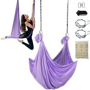 VEVOR Aerial Yoga Hammock & Swing, 4.4 Yards, Yoga Starter Kit with 100gsm Nylon Fabric, Full Rigging Hardware and Easy Set-up Guide, Antigravity Flying for All Levels Fitness Bodybuilding, Purple VEVOR Aerial Yoga Hammock & Swing, 4.4 Yards, Yoga Starter Kit with 100gsm Nylon Fabric, Full Rigging Hardware and Easy Set-up Guide, Antigravity Flying for All Levels Fitness Bodybuilding, Purple