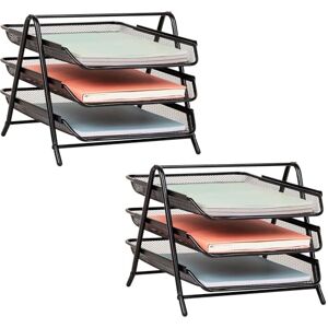 Mind Reader 3-Tier Paper Tray, Set of 2, Desktop Organizer, File Storage, Office, Metal Mesh, 11.5" L x 13.75" W x 10" H, Black Mind Reader 3-Tier Paper Tray, Set of 2, Desktop Organizer, File Storage, Office, Metal Mesh, 11.5" L x 13.75" W x 10" H, Black