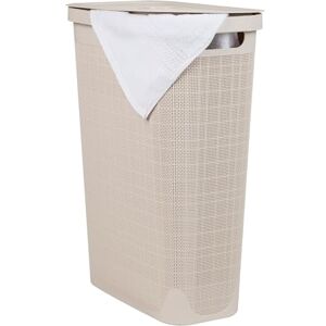 Mind Reader 40L Slim Laundry Hamper, Clothes Basket, Lid, Linen Design, Plastic, 18.5”L x 10.75”W x 23.5”H, Ivory Mind Reader 40L Slim Laundry Hamper, Clothes Basket, Lid, Linen Design, Plastic, 18.5”L x 10.75”W x 23.5”H, Ivory