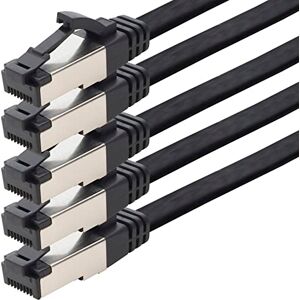 1aTTack.de 0.25m Cat 8 patch cable flat black 40 Gigabit network cable Ethernet LAN cable 40 Gbits 2000 MHz patch cable Cat8 cable LSZH TPE PIMF Rj45 connector 5 pieces 0.25m 1aTTack.de 0.25m Cat 8 patch cable flat black 40 Gigabit network cable Ethernet LAN cable 40 Gbits 2000 MHz patch cable Cat8 cable LSZH TPE PIMF Rj45 connector 5 pieces 0.25m