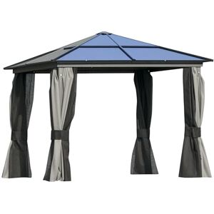 Outsunny 3 x 3(m) Hardtop Gazebo with UV Resistant Polycarbonate Roof & Aluminium Frame, Garden Pavilion with Mosquito Netting and Curtains Black Outsunny 3 x 3(m) Hardtop Gazebo with UV Resistant Polycarbonate Roof & Aluminium Frame, Garden Pavilion with Mosquito Netting and Curtains Black