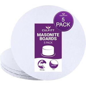 Culpitt 10" White Masonite Cake Board, Strong Round Cake Board, Cake Drum, 4mm Thick, 254mm, 10 Inch Pack of 5 Culpitt 10" White Masonite Cake Board, Strong Round Cake Board, Cake Drum, 4mm Thick, 254mm, 10 Inch Pack of 5