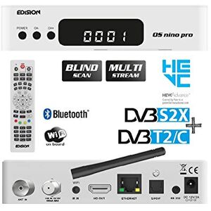 Edision OS NINO PRO S2X + T2/C White, E2 Linux Full HD Combo receiver, H265 HEVC, MULTI STREAM, BLIND SCAN, WiFi on board, Bluetooth, White color Edision OS NINO PRO S2X + T2/C White, E2 Linux Full HD Combo receiver, H265 HEVC, MULTI STREAM, BLIND SCAN, WiFi on board, Bluetooth, White color