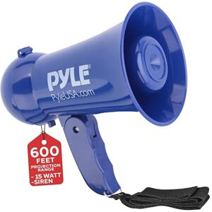 Pyle Portable Megaphone Loudhailer – Battery Powered Handheld Bullhorn PA Speaker with Built-In Microphone, Adjustable Volume, Talk & Siren (Navy Blue) Pyle Portable Megaphone Loudhailer – Battery Powered Handheld Bullhorn PA Speaker with Built-In Microphone, Adjustable Volume, Talk & Siren (Navy Blue)