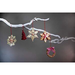 HEITMANN DECO Christmas Set of 25 Christmas decorations to hang in straw and natural materials with red details Christmas tree decorations HEITMANN DECO Christmas Set of 25 Christmas decorations to hang in straw and natural materials with red details Christmas tree decorations