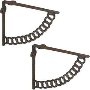 Relaxdays Shelf Brackets, Set of 4, Cast Iron, Supports, for Wall-Mounted Shelves, Chain Design, 18.5 x 4 x 22 cm, Brown, 100%, 2-Set Relaxdays Shelf Brackets, Set of 4, Cast Iron, Supports, for Wall-Mounted Shelves, Chain Design, 18.5 x 4 x 22 cm, Brown, 100%, 2-Set