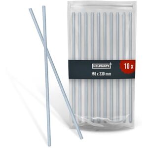 HELPMATE – Threaded rod M8 x 330 mm made of galvanised steel – 10 pieces of threaded bar with full metric thread – Threaded pin with strength class 4.8, DIN 976 HELPMATE – Threaded rod M8 x 330 mm made of galvanised steel – 10 pieces of threaded bar with full metric thread – Threaded pin with strength class 4.8, DIN 976