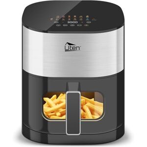 Uten Dual Blaze Air Fryer 5.5L Visual Window, Color Screen, 14 Pre Menus, Delayed Start, Stainless Oil Net, 2 Fast Heaters Independently Controllable, No Flip Food, Oil Free, Enery Save, Fast Cooking Uten Dual Blaze Air Fryer 5.5L Visual Window, Color Screen, 14 Pre Menus, Delayed Start, Stainless Oil Net, 2 Fast Heaters Independently Controllable, No Flip Food, Oil Free, Enery Save, Fast Cooking
