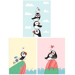 Wee Blue Coo Pack of 3 Kids Bedroom Nursery Cute Puffin Aquatic Birds Scottish Family Couple Explorer Pastel Colour Unframed Wall Art Living Room Prints Set Wee Blue Coo Pack of 3 Kids Bedroom Nursery Cute Puffin Aquatic Birds Scottish Family Couple Explorer Pastel Colour Unframed Wall Art Living Room Prints Set