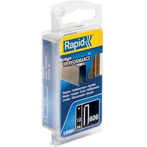 Rapid High-Performance Staples for Dense Materials, Narrow Crown No. 606, Leg Length 12mm, Staple Gun Staples, Resin-Coated Galvanised Steel, 1200 Pieces, Narrow Blister (40109527) Rapid High-Performance Staples for Dense Materials, Narrow Crown No. 606, Leg Length 12mm, Staple Gun Staples, Resin-Coated Galvanised Steel, 1200 Pieces, Narrow Blister (40109527)