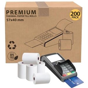 iSOUL 57 x 40mm Till roll, Card Machine Paper Rolls, 200-Pack POS, PDQ Rolls, Thermal Receipt Printer Rolls for Credit Card Machine Rolls, EPOS Compatible with Clover Flex Verifone Ingenico Paypoint iSOUL 57 x 40mm Till roll, Card Machine Paper Rolls, 200-Pack POS, PDQ Rolls, Thermal Receipt Printer Rolls for Credit Card Machine Rolls, EPOS Compatible with Clover Flex Verifone Ingenico Paypoint
