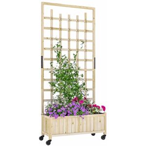 Outsunny Wooden Trellis Planter, Raised Beds for Garden with Wheels and Drainage Holes, Privacy Screen Planter Box to Grow Vegetables, Herbs and Flowers for Garden, Patio, Deck, Natural Outsunny Wooden Trellis Planter, Raised Beds for Garden with Wheels and Drainage Holes, Privacy Screen Planter Box to Grow Vegetables, Herbs and Flowers for Garden, Patio, Deck, Natural