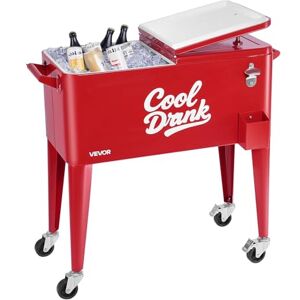 VEVOR 80 Quart Rolling Ice Chest, Holds up to 50 Bottles / 110 Cans, Portable Patio Party Bar Drink Cooler Cart with 4 Swivel Casters (2 with Brakes), Beverage Cooler Trolley with Bottle Opener, Red VEVOR 80 Quart Rolling Ice Chest, Holds up to 50 Bottles / 110 Cans, Portable Patio Party Bar Drink Cooler Cart with 4 Swivel Casters (2 with Brakes), Beverage Cooler Trolley with Bottle Opener, Red