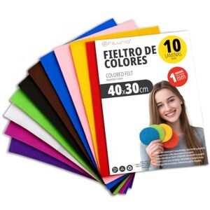 OFITURIA Felt for DIY Crafts, Soft and Flexible Coloured Fabric Sheets for Sewing, Patchwork, School Projects, Textile Art and Decoration 40 x 30 cm (Assorted, 10 Pcs) OFITURIA Felt for DIY Crafts, Soft and Flexible Coloured Fabric Sheets for Sewing, Patchwork, School Projects, Textile Art and Decoration 40 x 30 cm (Assorted, 10 Pcs)