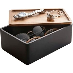 YAMAZAKI 5166 RIN Accessory Storage Box, black, Polystone/Wood, Minimalist, 18.5 x 12.5 x 7 cm YAMAZAKI 5166 RIN Accessory Storage Box, black, Polystone/Wood, Minimalist, 18.5 x 12.5 x 7 cm