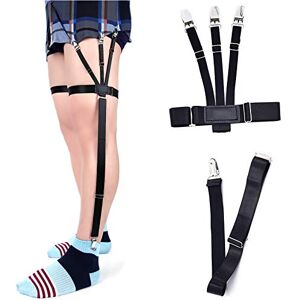 Kedofe Mens Shirt Stays Upgrade Adjustable Elastic Garter Military Shirts Holder with Non-slip Locking Clamps (Clip socks style) Kedofe Mens Shirt Stays Upgrade Adjustable Elastic Garter Military Shirts Holder with Non-slip Locking Clamps (Clip socks style)