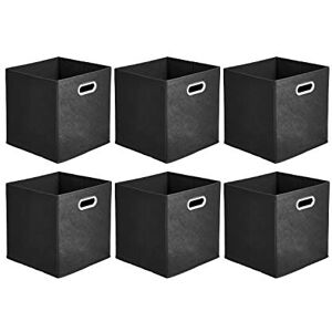 Amazon Basics Collapsible Fabric Storage Cubes with Oval Grommets 6-Pack, Black Amazon Basics Collapsible Fabric Storage Cubes with Oval Grommets 6-Pack, Black