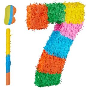 Relaxdays Pinata Number 7, Rainbow Pinata Birthday, HBD: 50.5 x 35.5 x 7.5 cm, Children's Party Pinata, for Filling, Colourful Relaxdays Pinata Number 7, Rainbow Pinata Birthday, HBD: 50.5 x 35.5 x 7.5 cm, Children's Party Pinata, for Filling, Colourful