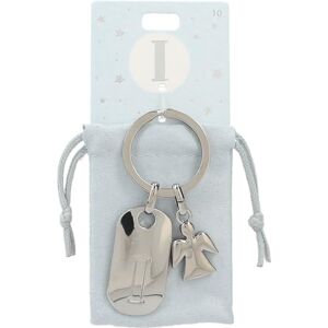 Depesche 11800-010 Silver Zinc Alloy Letter I Guardian Angel Keyring with Coloured Velvet Pouch, silver, standard size Depesche 11800-010 Silver Zinc Alloy Letter I Guardian Angel Keyring with Coloured Velvet Pouch, silver, standard size