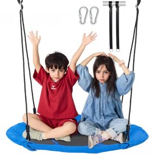 VEVOR 750lbs Weight Capacity, 900D Oxford Fabric Swing Seat with 2 Tree Hanging Straps and Adjustable Multi-Strand Ropes, 40 Inch Saucer Swing, Round Swing for Kids Outdoor, Blue VEVOR 750lbs Weight Capacity, 900D Oxford Fabric Swing Seat with 2 Tree Hanging Straps and Adjustable Multi-Strand Ropes, 40 Inch Saucer Swing, Round Swing for Kids Outdoor, Blue