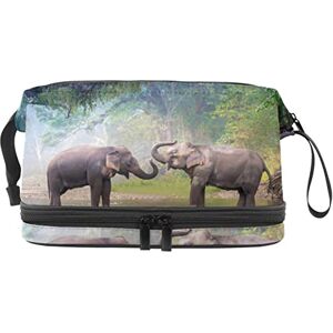 Generic Multi-Functional Storage Travel Cosmetic Bag with Handle,Large Capacity Travel Cosmetic Bag,Two Elephants Playing Water Forest Generic Multi-Functional Storage Travel Cosmetic Bag with Handle,Large Capacity Travel Cosmetic Bag,Two Elephants Playing Water Forest
