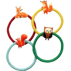 GRUSS & CO 70124 Hair Scrunchies Set with Forest Motif, Gift Set with 4 Glitter Hair Bobbles with Figure, Children's Birthday, School Cone, Girls GRUSS & CO 70124 Hair Scrunchies Set with Forest Motif, Gift Set with 4 Glitter Hair Bobbles with Figure, Children's Birthday, School Cone, Girls