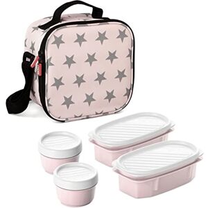 TATAY Cool Bag Lunch Box Urban Food Casual 3L 4 Containers: 2x0.5L + 2x0.2L Waterproof Triple-Layer Insulation Semi-Rigid Body Inner Pocket 22.5x10x22 cm, Pink Stars TATAY Cool Bag Lunch Box Urban Food Casual 3L 4 Containers: 2x0.5L + 2x0.2L Waterproof Triple-Layer Insulation Semi-Rigid Body Inner Pocket 22.5x10x22 cm, Pink Stars