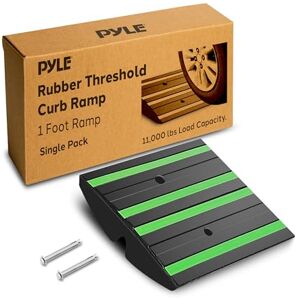 Pyle Rubber Curb Ramp with Reflective Strips, 30 x 40 x 6.5cm Non-Slip Portable Solution for Shed, Driveway, Steps or Vehicle Access, Includes Fixings for Secure Use, Green Pyle Rubber Curb Ramp with Reflective Strips, 30 x 40 x 6.5cm Non-Slip Portable Solution for Shed, Driveway, Steps or Vehicle Access, Includes Fixings for Secure Use, Green