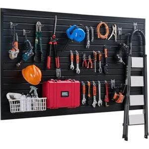 VEVOR Slat Wall Paneling, 8 x 4 ft, PVC Garage Slatwall with Modular Design, Black Slat Wall Easy-to-Install Adjustable Slatwall Panel with Coupling Structure & DIY Cutting, Fits for Storage & Display VEVOR Slat Wall Paneling, 8 x 4 ft, PVC Garage Slatwall with Modular Design, Black Slat Wall Easy-to-Install Adjustable Slatwall Panel with Coupling Structure & DIY Cutting, Fits for Storage & Display