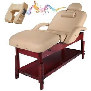Master Massage Equipment Master Massage 76cm Claudia Stationary Massage Table W/Bluetooth Ergonomic Music Face Cushion Spa Couch Salon Table Beauty Bed with Pneumatic Tilting Backrest and Leg Rest, MC Cream Master Massage Equipment Master Massage 76cm Claudia Stationary Massage Table W/Bluetooth Ergonomic Music Face Cushion Spa Couch Salon Table Beauty Bed with Pneumatic Tilting Backrest and Leg Rest, MC Cream