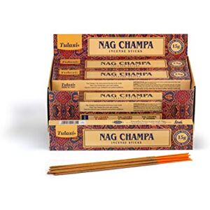 Tulasi Nag Champa Incense Stick, 15 Sticks x 12 Packs 37290, Black Tulasi Nag Champa Incense Stick, 15 Sticks x 12 Packs 37290, Black