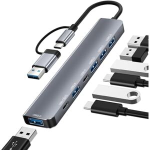 NEUTYPECHIC USB C 3.0 Hub, 7 in 1 Universal USB-C Docking Station with 2 usb c, USB A 3.0 port and 4 2.0 ports, Dock with usb and Type C Adapter, Compatible with MacBook NEUTYPECHIC USB C 3.0 Hub, 7 in 1 Universal USB-C Docking Station with 2 usb c, USB A 3.0 port and 4 2.0 ports, Dock with usb and Type C Adapter, Compatible with MacBook