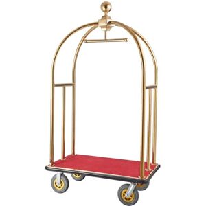VEVOR Hotel Luggage Cart, 1500 LBS Load Capacity, Brushed Stainless Steel Bellman's Cart Curved Uprights, Valet Cart with Red Carpeted Deck and 8-inch Rubber Wheels, Ideal for Hotels, Condos, Resorts VEVOR Hotel Luggage Cart, 1500 LBS Load Capacity, Brushed Stainless Steel Bellman's Cart Curved Uprights, Valet Cart with Red Carpeted Deck and 8-inch Rubber Wheels, Ideal for Hotels, Condos, Resorts