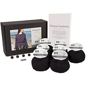 DesignEtte Jumper Chinese Lanterns Knitting Kit 100 Percent Egyptian Cotton Wool Yarn Bowls and Pattern Starter Pack Box 100g≈205m/5ply Black, XS-S DesignEtte Jumper Chinese Lanterns Knitting Kit 100 Percent Egyptian Cotton Wool Yarn Bowls and Pattern Starter Pack Box 100g≈205m/5ply Black, XS-S