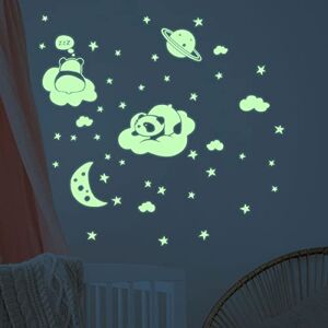 Ambiance Sticker Glow in The Dark Sticker, Fluorescent Luminous Sticker, Up to 5 Hours, Decoration for Baby and Children's Room Fluorescent Wall Adhesive 50 Stars and 2 Panda on The Clouds Ambiance Sticker Glow in The Dark Sticker, Fluorescent Luminous Sticker, Up to 5 Hours, Decoration for Baby and Children's Room Fluorescent Wall Adhesive 50 Stars and 2 Panda on The Clouds