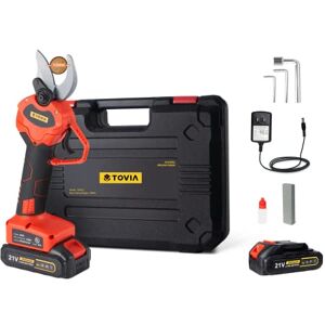 T TOVIA Cordless Pruning Shears, 21V Electric Pruner with 2 Pack 21V Lithium Battery, SK5 Blades, 1.2 Inch Cutting Diameter T TOVIA Cordless Pruning Shears, 21V Electric Pruner with 2 Pack 21V Lithium Battery, SK5 Blades, 1.2 Inch Cutting Diameter