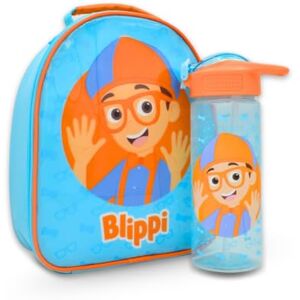HOX 94833 Blippi Set Kids Lunch Bag and Water Bottle with Flip Up Spout Straw Bundle, Polyester, 600 milliliters, Blue and Red HOX 94833 Blippi Set Kids Lunch Bag and Water Bottle with Flip Up Spout Straw Bundle, Polyester, 600 milliliters, Blue and Red