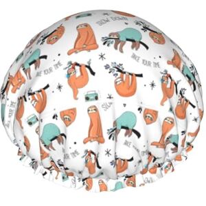 Melbrakin funny Cute Animal Sloth Music Print Soft Exquisite Shower Capfor Women Lightweight Double WaterproofLong Hair Melbrakin funny Cute Animal Sloth Music Print Soft Exquisite Shower Capfor Women Lightweight Double WaterproofLong Hair