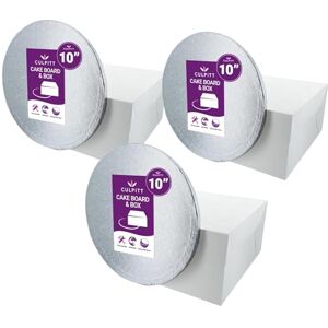 Culpitt 10" Round Silver Cake Drum Board & White Box Combo 3 Pack Multipack Culpitt 10" Round Silver Cake Drum Board & White Box Combo 3 Pack Multipack