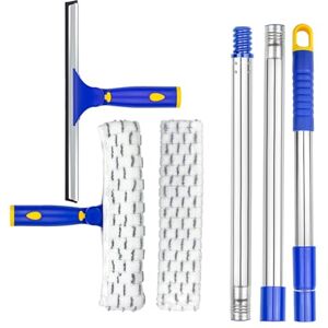 Ittar Window Cleaner Squeegee,Rotatable Squeegee and Microfiber Scrubber with Extendable 3 Section Stainless Steel Pole,Window Cleaning Tool with 2 Microfiber Pads for Shower Glass Door,Car Windshield Ittar Window Cleaner Squeegee,Rotatable Squeegee and Microfiber Scrubber with Extendable 3 Section Stainless Steel Pole,Window Cleaning Tool with 2 Microfiber Pads for Shower Glass Door,Car Windshield