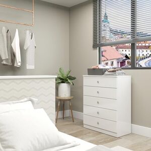 Seconique Denver 5 Drawer Chest in White Gloss Seconique Denver 5 Drawer Chest in White Gloss