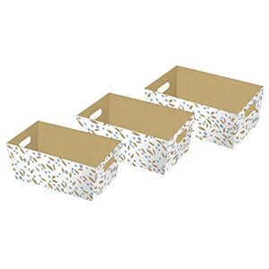 Eurowrap Clairefontaine Ref K-28806-BXC Baskets with Handles (Set of 3) Various Sizes, Full Colour Printed Paper, Ideal for Storing Items or Transporting White Minimalist Pattern Eurowrap Clairefontaine Ref K-28806-BXC Baskets with Handles (Set of 3) Various Sizes, Full Colour Printed Paper, Ideal for Storing Items or Transporting White Minimalist Pattern