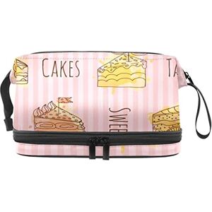 Generic Multi-Functional Storage Travel Cosmetic Bag with Handle,Large Capacity Travel Cosmetic Bag,Hand Drawn Tasty Cakes Pink Striped Generic Multi-Functional Storage Travel Cosmetic Bag with Handle,Large Capacity Travel Cosmetic Bag,Hand Drawn Tasty Cakes Pink Striped