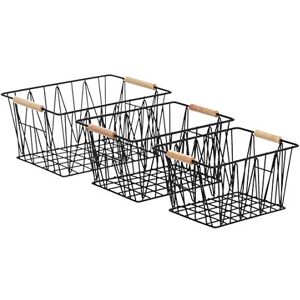 Amazon Basics Rectangular Wire Storage Baskets, Set of 3, Standard, Black Amazon Basics Rectangular Wire Storage Baskets, Set of 3, Standard, Black