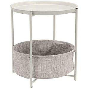 Amazon Basics Round Storage Bedside End Table with Removable Fabric Basket, White, Heather Gray Fabric, 44.96 x 44.96 x 48 cm Amazon Basics Round Storage Bedside End Table with Removable Fabric Basket, White, Heather Gray Fabric, 44.96 x 44.96 x 48 cm