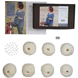 DesignEtte Jumper Beginner Butte Montmartre Chunky Knitting Wool Kit Adults Merino Yarn Balls and Pattern Set in a Box 50g≈240m/4ply, Pure White, 2XL-3XL DesignEtte Jumper Beginner Butte Montmartre Chunky Knitting Wool Kit Adults Merino Yarn Balls and Pattern Set in a Box 50g≈240m/4ply, Pure White, 2XL-3XL