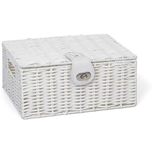 ARPAN Small Resin Woven Storage Basket Box With Lid & Lock White ARPAN Small Resin Woven Storage Basket Box With Lid & Lock White