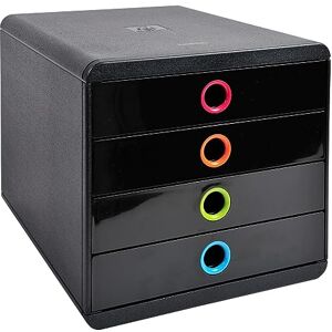 Exacompta Ref 314498D Glossy Pop-Box 347 x 278 x 267mm in Size, Suitable for Storing A4+ Documents, 4 Closed Drawers, Smooth Drawer Action Black/Harlequin Exacompta Ref 314498D Glossy Pop-Box 347 x 278 x 267mm in Size, Suitable for Storing A4+ Documents, 4 Closed Drawers, Smooth Drawer Action Black/Harlequin